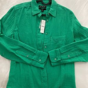 J. Crew Classic Fit Long Sleeve Button Down Gauze Collared Shirt Size 0